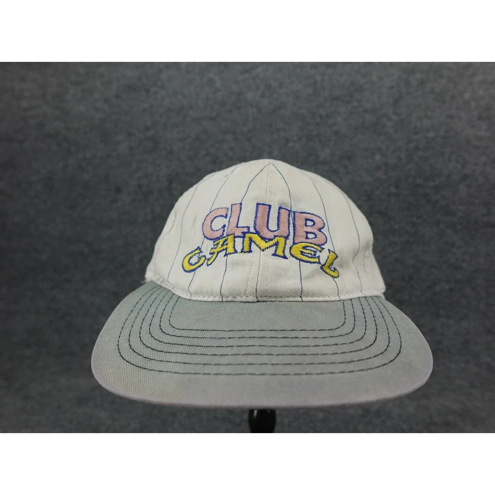 Camel Club Camel Snapback Hat Mens OSFA White Grey Vintage 90s Pinstripe